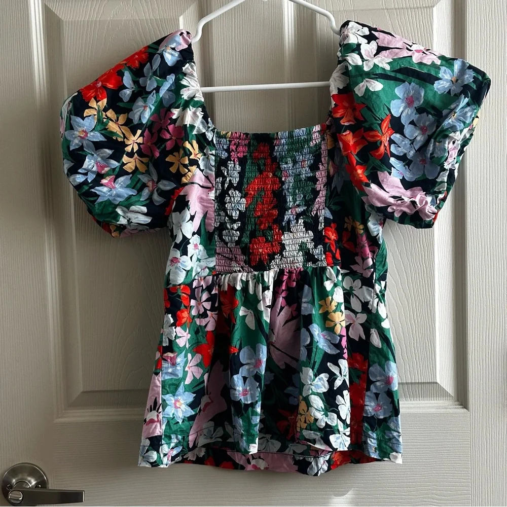 Old Navy Multicolor Cotton Floral Puff Sleeve Blouse Women’s Size Medium